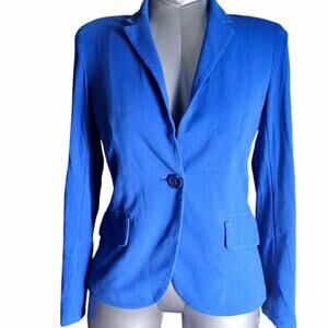 Blue Knit Blazer - One Button Closure - Size S - **Brand:** GIRDEAR